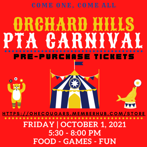 PTA Carnival on October 1 from 5:30-8 pm