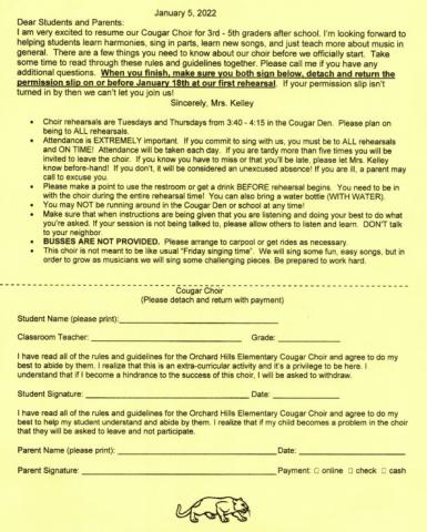 Cougar Choir Registration Form