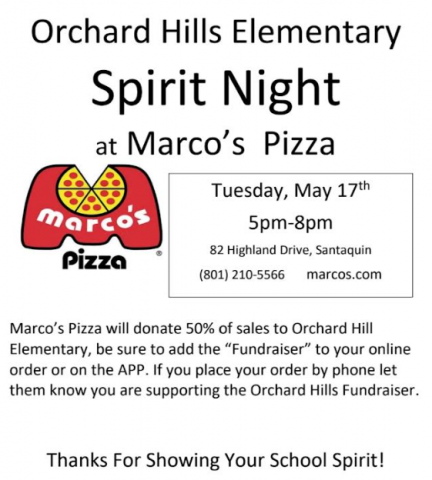 Spirit Night at Marco's Pizza