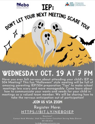 IEP: Don't let your next meeting scare you. Joint for us October 19th at 7pm
