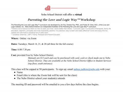 Love and Logic Parenting Workshop Flyer