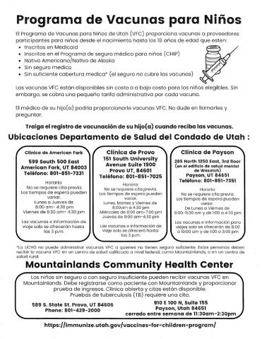 Vaccine for Children Program Info - Spanish