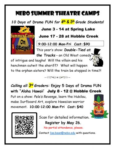 Nebo Summer Theatre Camp Flyer