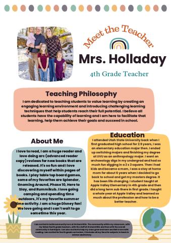 Welcome Mrs. Holladay - 4th Grade