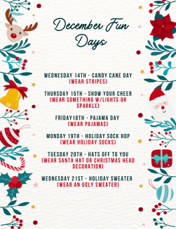 December Fun Days Schedule