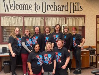 Orchard Hills Staff Wearing Shirts You Can Read