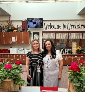 Orchard Hills secretaries Chari Sorensen & Sue Miller