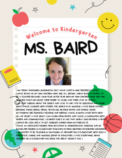 Ms. Baird New Kindergarten Teacher