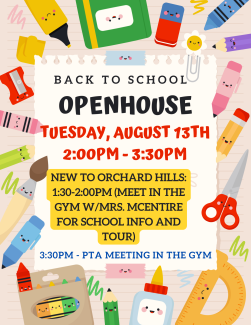 Back to School Open House August 13th